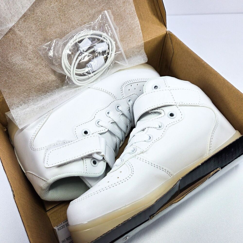 ATS LED Light Up High Top Shoes White Rechargeable US 3 EU 34